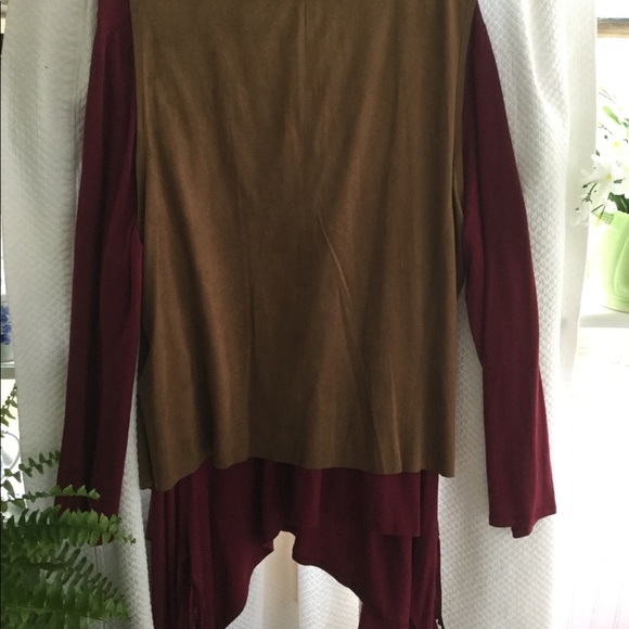 Plus Size Burgundy Tunic & Suede Vest 2X & 3X - Picture 2 of 6